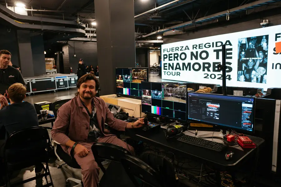 Crew at the production desk during load-in