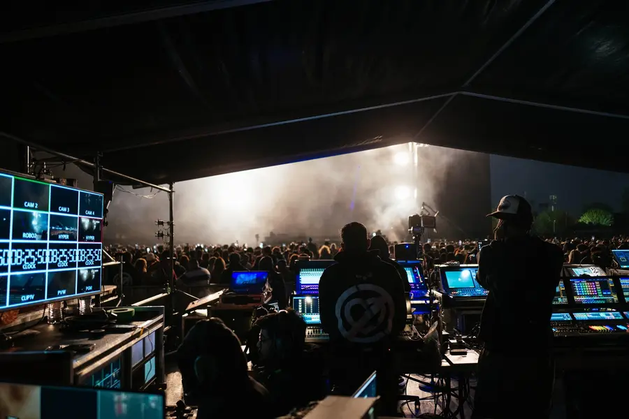 Front of house looking out at the festival crowd